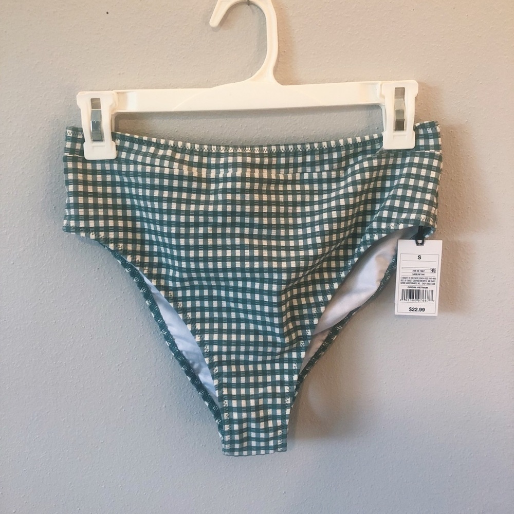 High waisted gingham bikini bottom